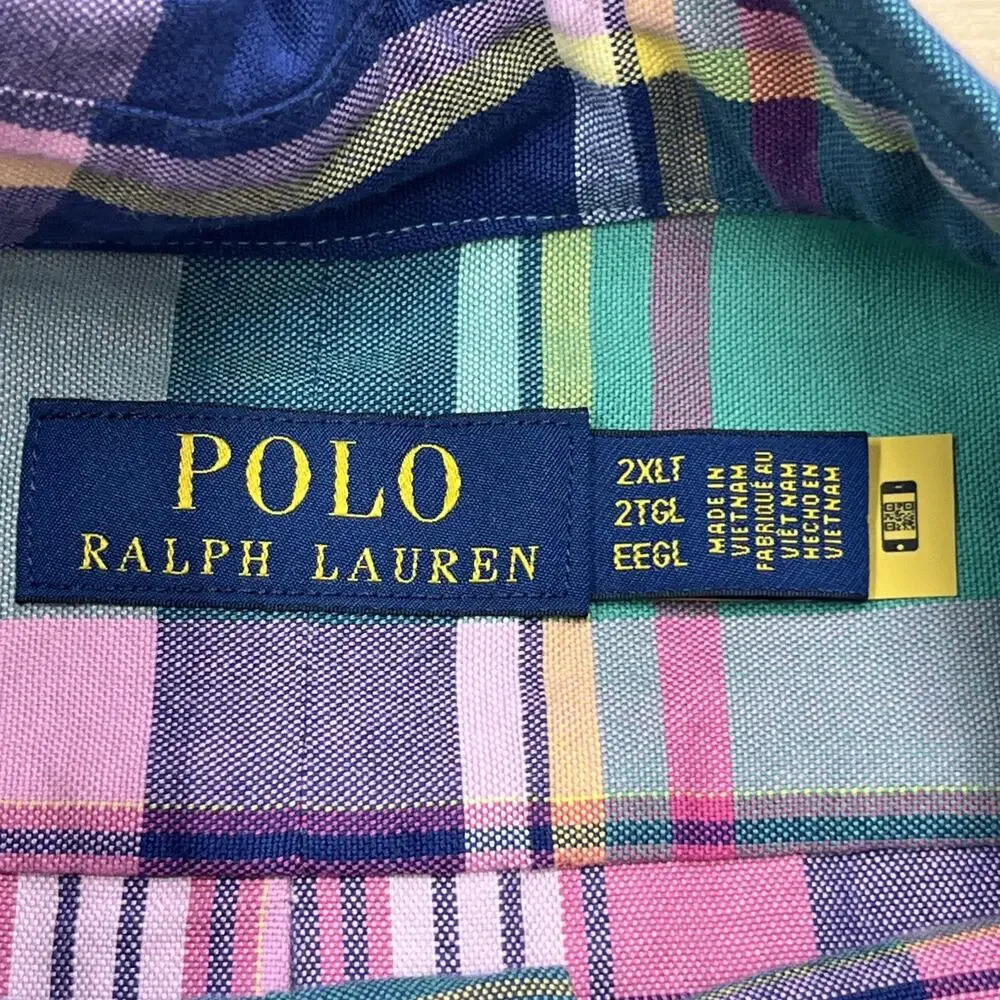 Polo Ralph Lauren Men's Classic Fit Madras Plaid Short Sleeve Shirt Size 2XLT